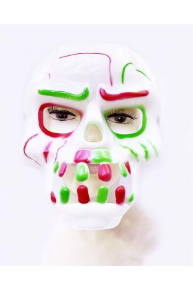 Beyaz Üzeri Rengarenk Korku Dişli Kafatası Maskesi 30x22 cm