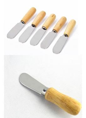 5 Parça Bıçaklı Tereyağı Bıçağı - Mini Spatula Ahşap Saplı Set