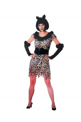 Yetişkin Bayan Leopar Kostümü  - Kedi Kız Kostümü - Taş Devri Kostümü