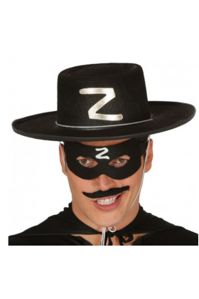 Z Logolu Yetişkin Zorro Şapkası ve Zorro Maskesi