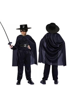 Zorro Kara Şövalye Kostümü - Zorro Kostümü Çocuk Boy 11-12 Yaş