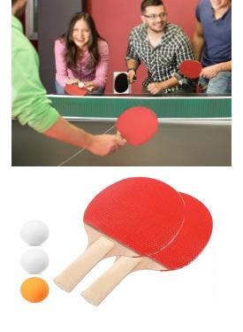 Ping Pong Masa Tenisi Seti Tenis Raketi Seti 2 Raket + 3 Ping Pong Topu  Spor Aksesuarları